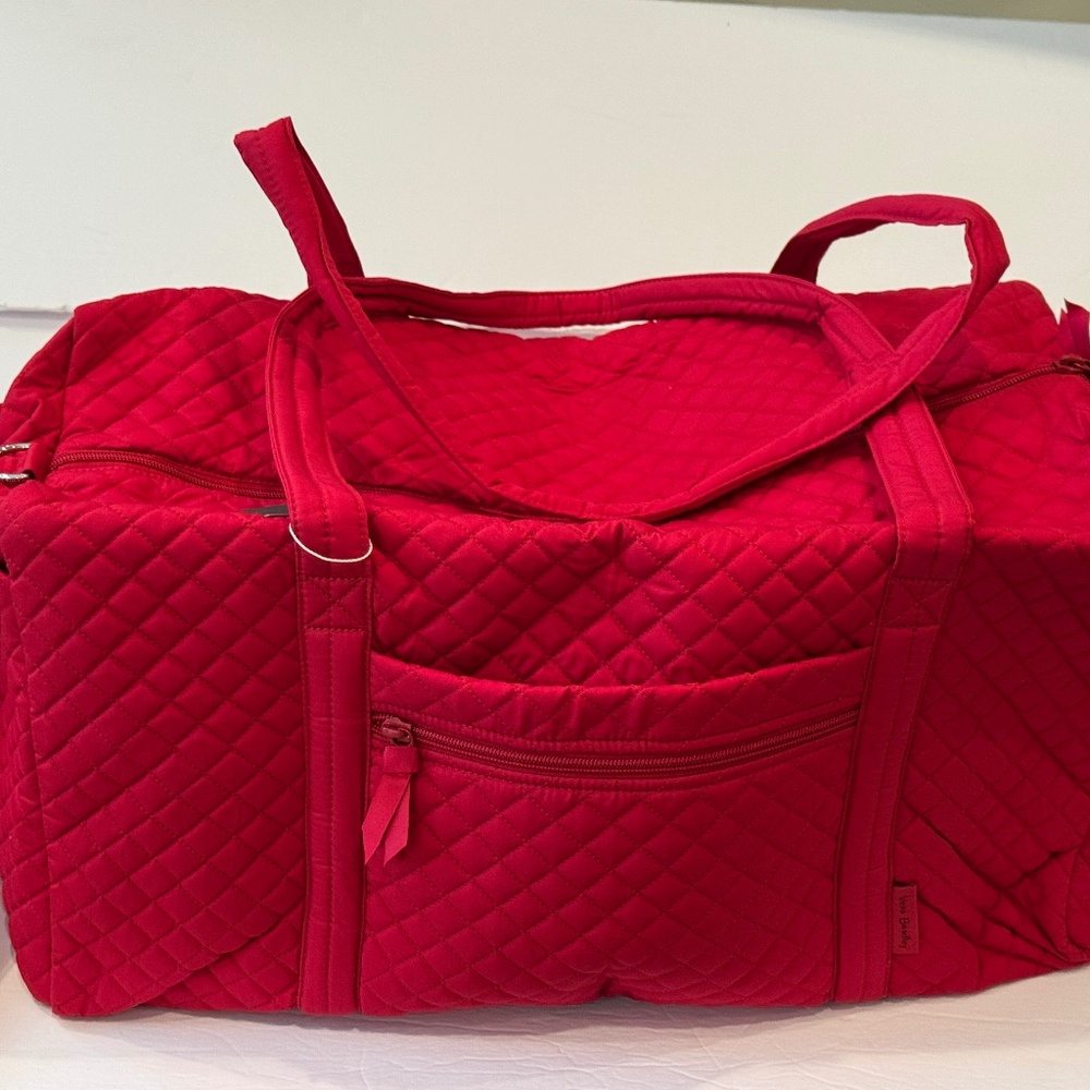 Vera Bradley Large Travel Duffel Bag Cardinal Red Quilted Cotton Carry On New